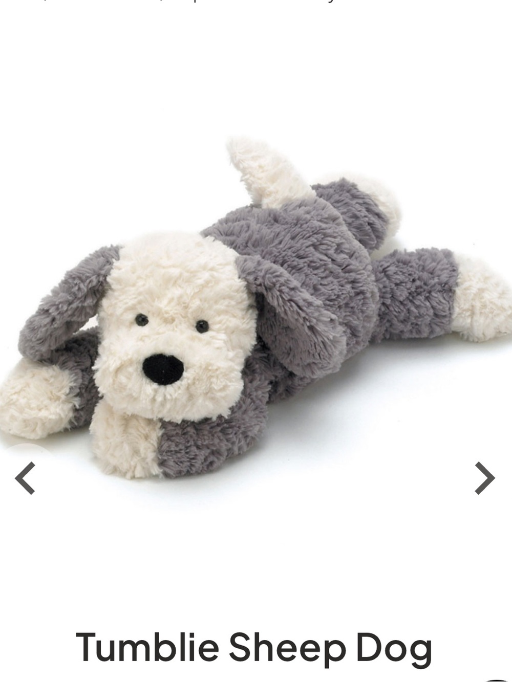 New Jellycat Tumblie Sheepdog Stuffed Animal Dog Puppy